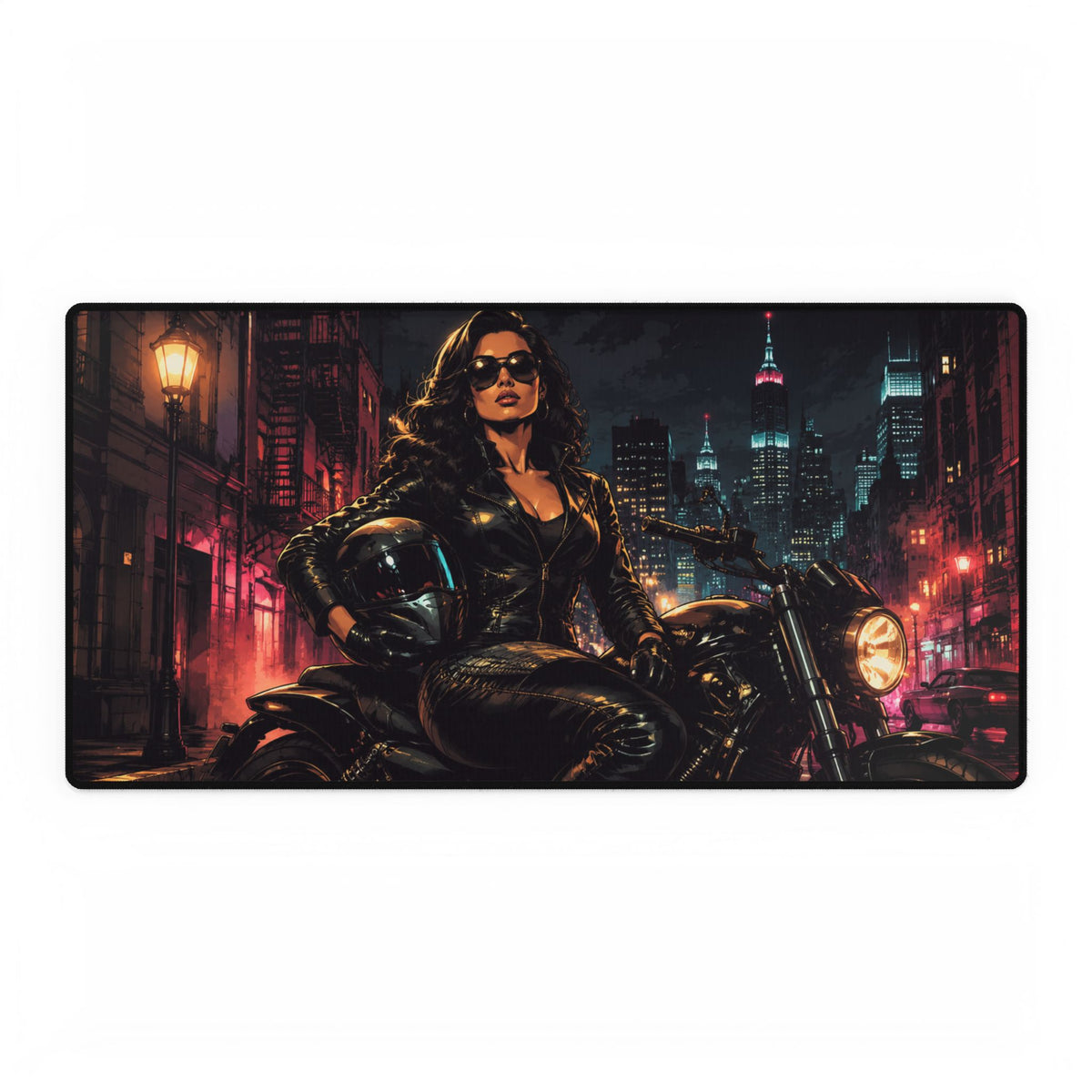 Moto Noir Cityscape Biker