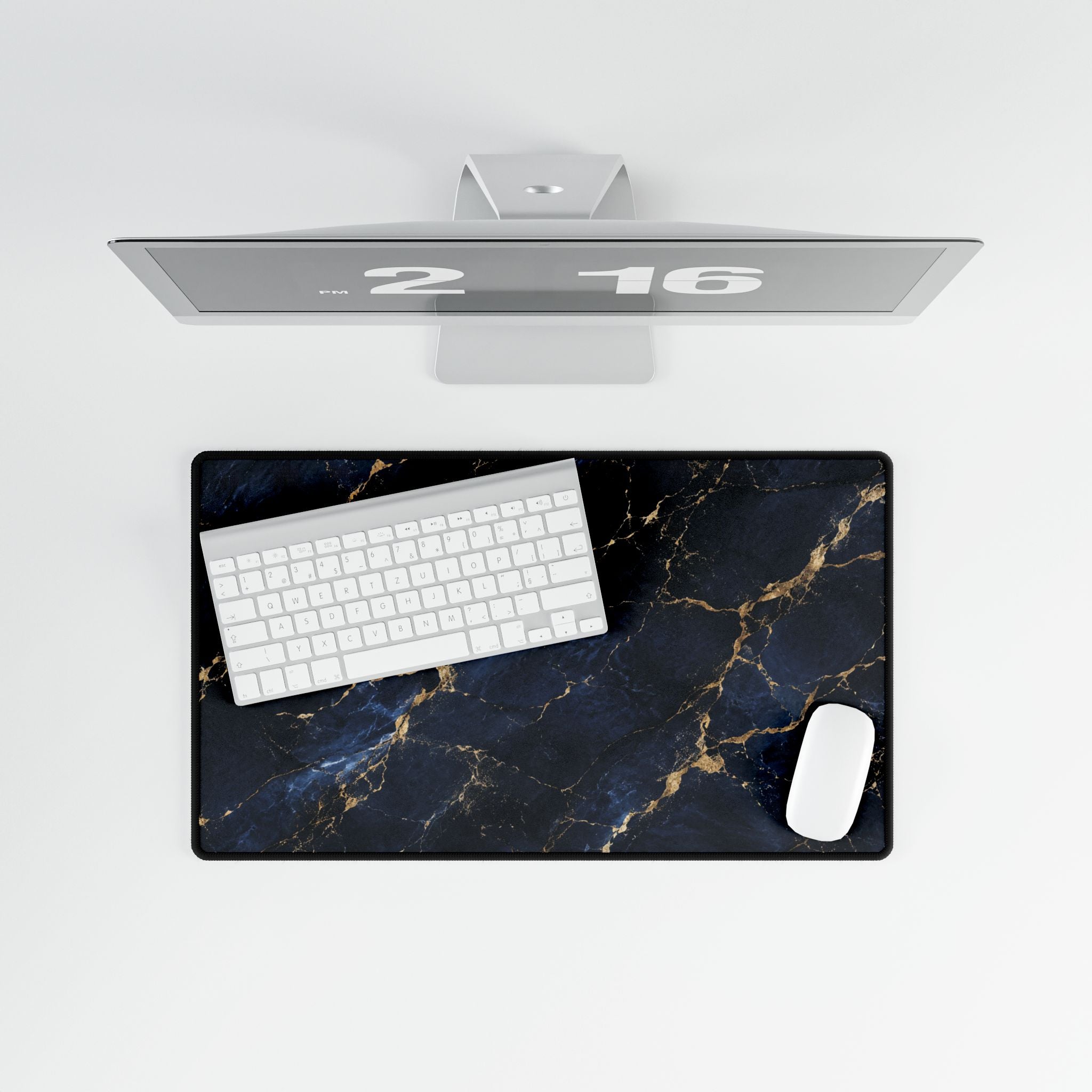 Blue Black Marble Desk Mat — Luxurious Large Gaming/Work Mouse Pad